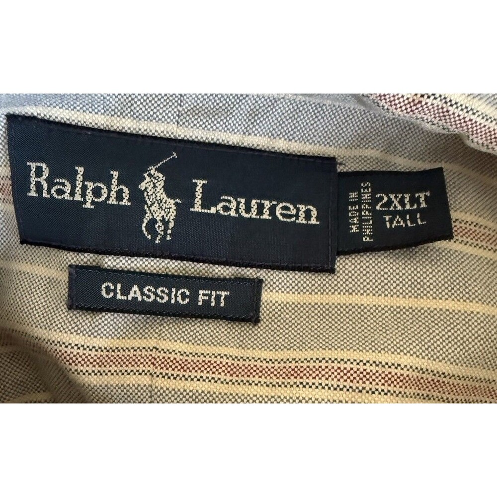 Ralph Lauren Classic Fit Blue Striped Button-Down Shirt Men's Size 2XLT Tall - Picture 6 of 6